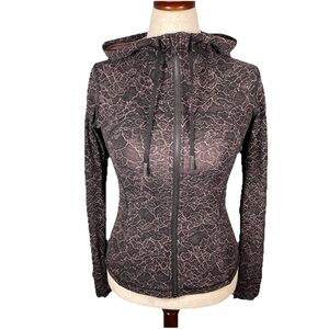 Lululemon Define Jacket Hooded Full Zip Thumbholes Size 8 Spanish Rose Black